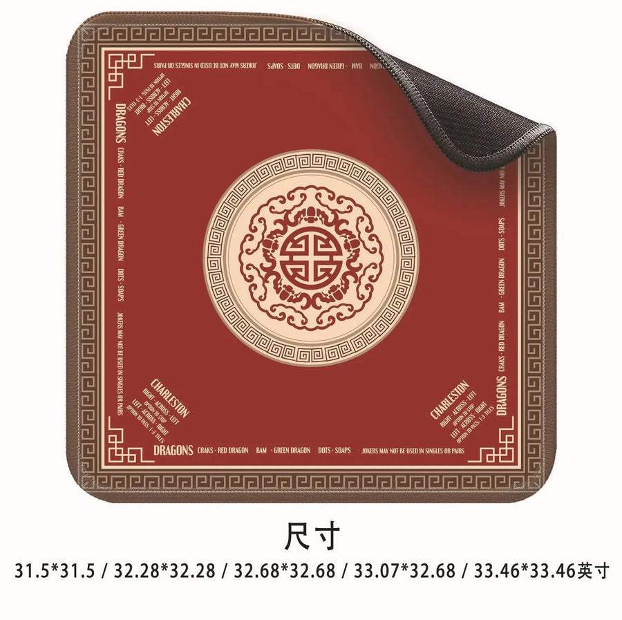 American Mahjong Mat with Printed Game Layout, Stitched Edge Square Natural Rubber, Non-Slip, view 8