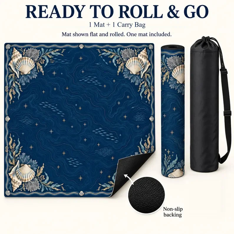 American Mahjong Mat with Storage Bag, Neoprene, Non-Slip, Noise Reducing, Folk Art Leopard Floral