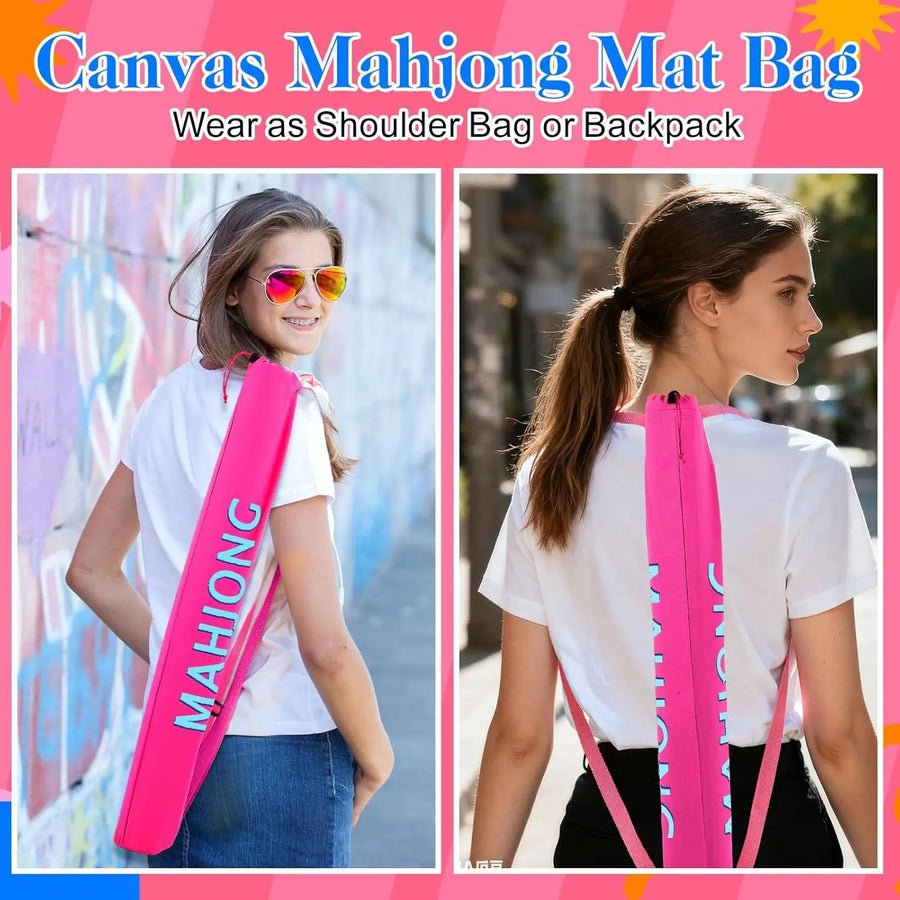 Mahjong Storage Tote Bag, Large Capacity Lightweight Canvas Tote for 4 Players, view 6