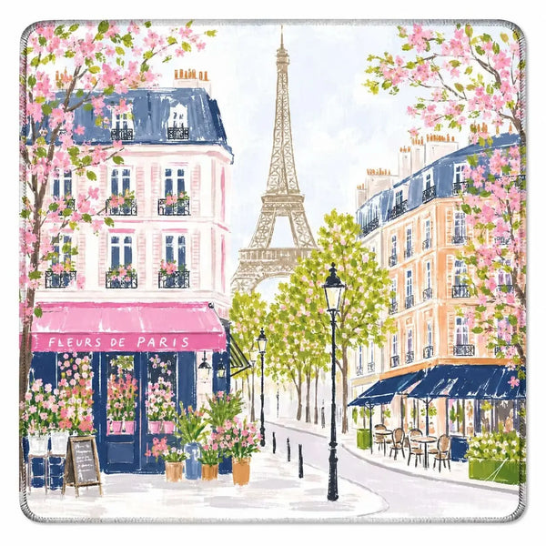 Mahjong Mat, Neoprene, Non-Slip, Waterproof, Paris Cafe and Eiffel Tower Art