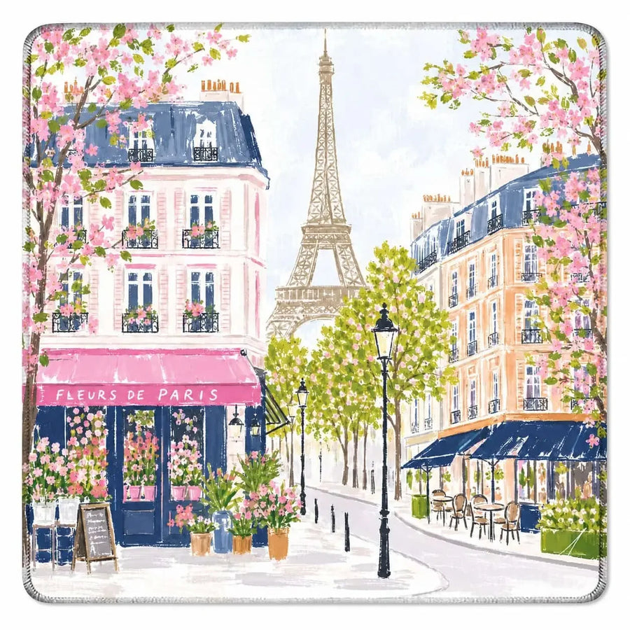 Mahjong Mat, Neoprene, Non-Slip, Waterproof, Paris Cafe and Eiffel Tower Art