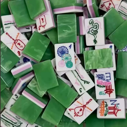 American Mahjong Set with Case, 160 Tiles, 4 Layer Travel Tiles, Green, view 6