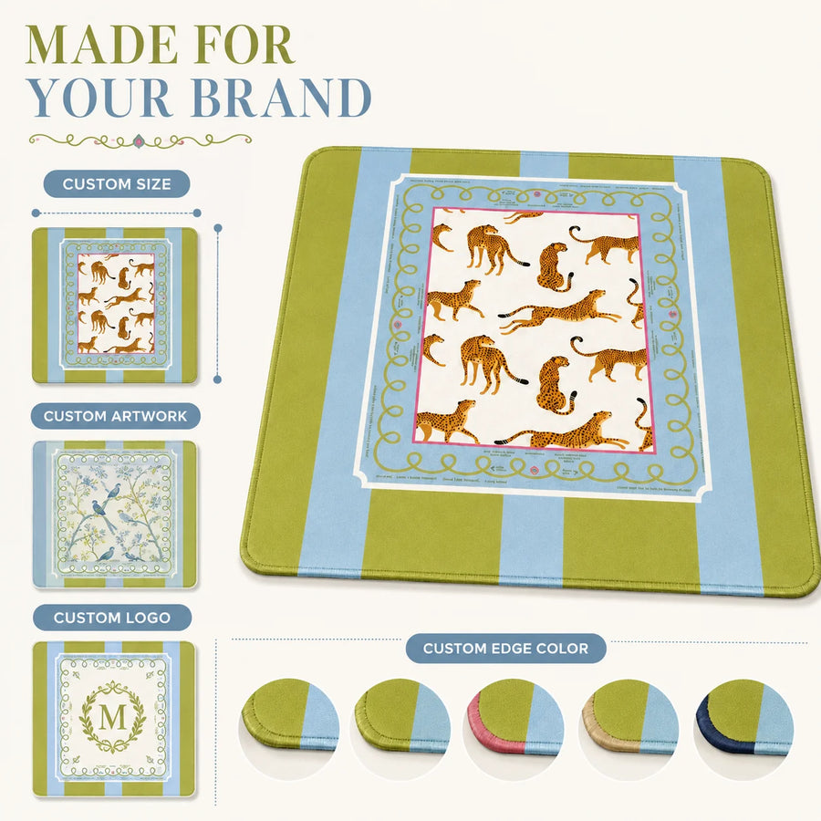Mahjong Mat, Neoprene, Non-Slip, Waterproof, Foldable, Chinoiserie Lantern Print, view 2