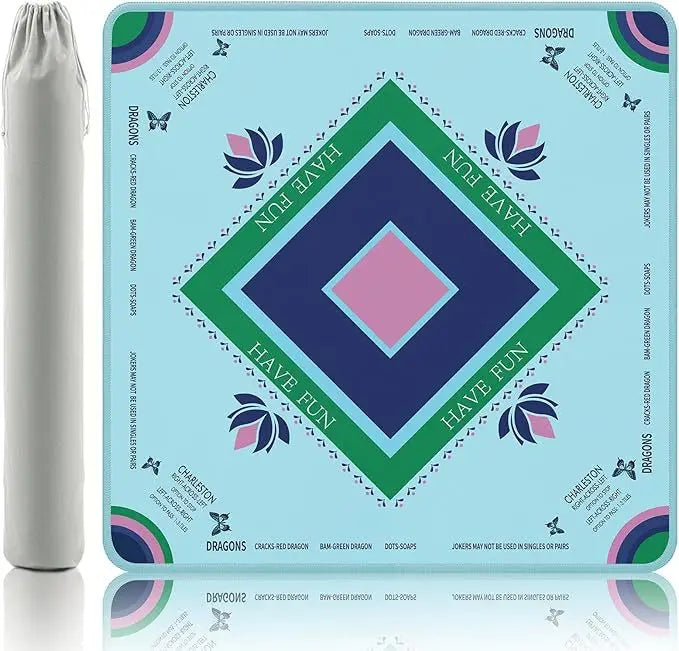Mahjong Mat, Rubber Anti-Slip Noise Reduction Foldable Waterproof Mat with Plush Mat Bag, view 2
