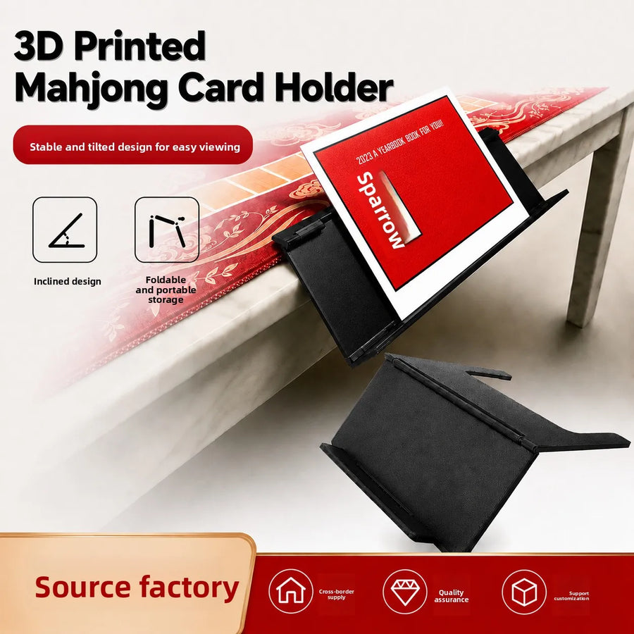 Mahjong Card Holder Stand, 3D Printed PLA with Non-Slip Mat, Portable, view 4