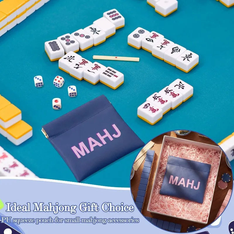 Mahjong Card Bag and Squeeze Dice Bag, PU Leather Protective Cover Case, view 2
