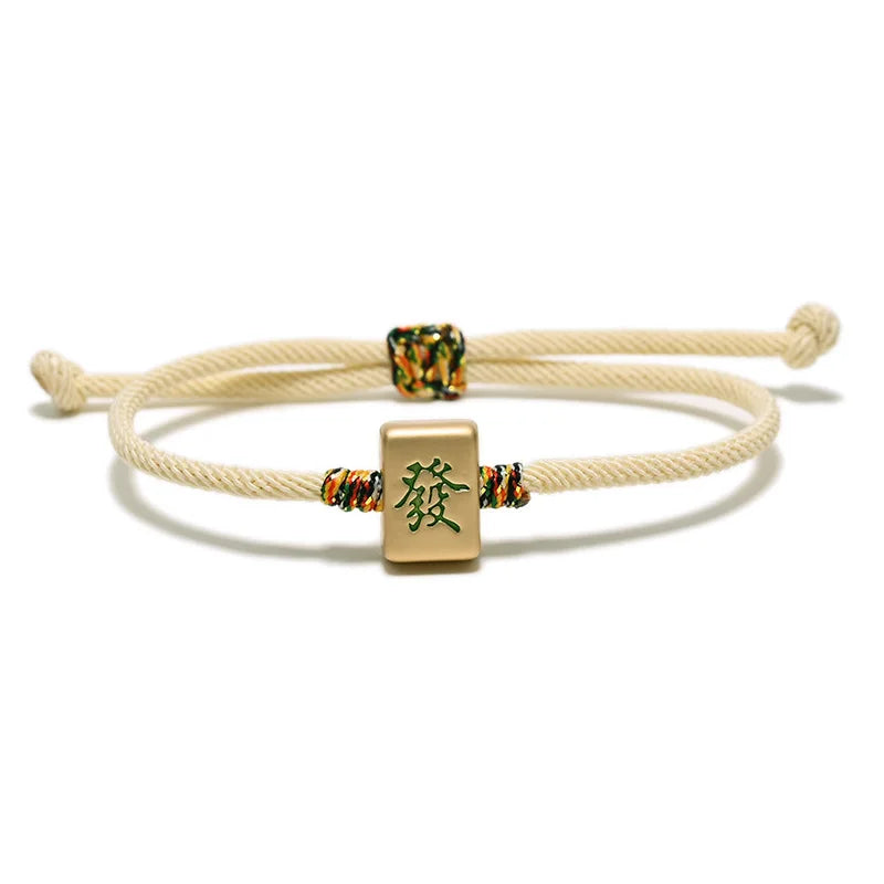 Mahjong Fortune Bracelet, Iron, Chinese Characters, Vintage Retro Style, view 7