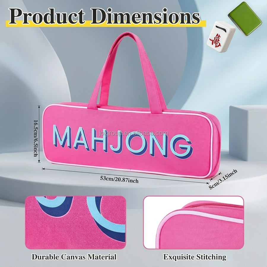 Mahjong Carrying Case with 4 Rack Slots and Mat Holder, Large Capacity Bag, view 8
