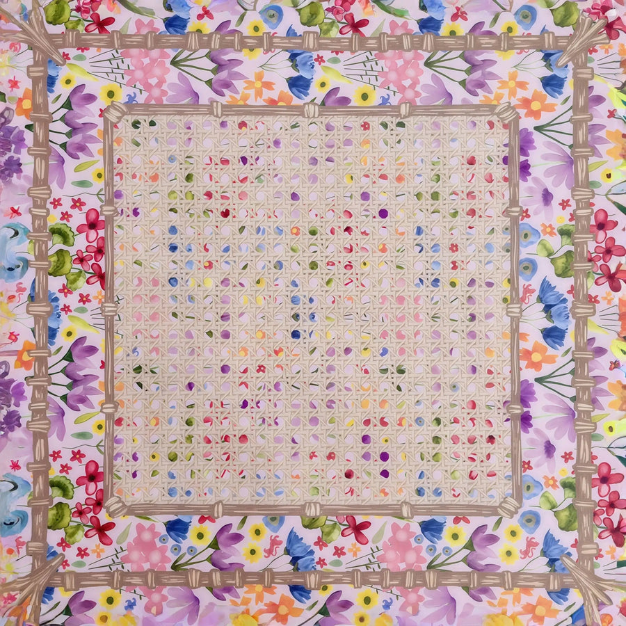 American Mahjong Mat, 33 x 33 Inch Neoprene, Non-Slip, Pink Leopard and Palm Scarf Print