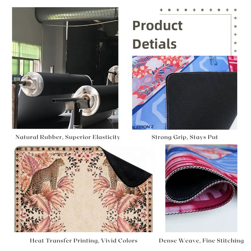 Mahjong Mat, 33 Inch Neoprene, Pink Leopard and Tiger Jungle Animal Print, view 3
