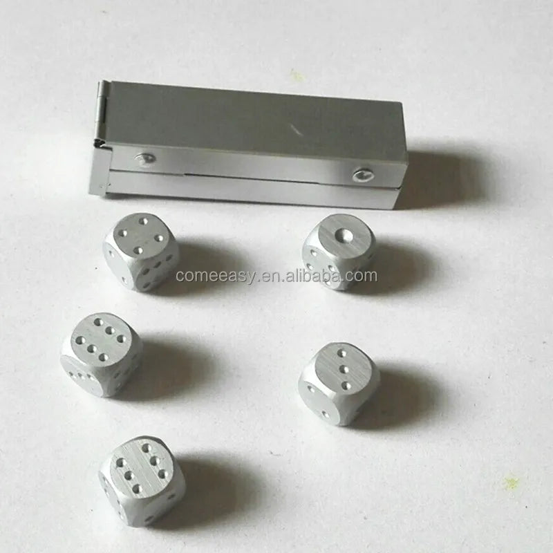 Mahjong Dice Set, Aluminum Travel Dice, Silver, for Party Games, view 7