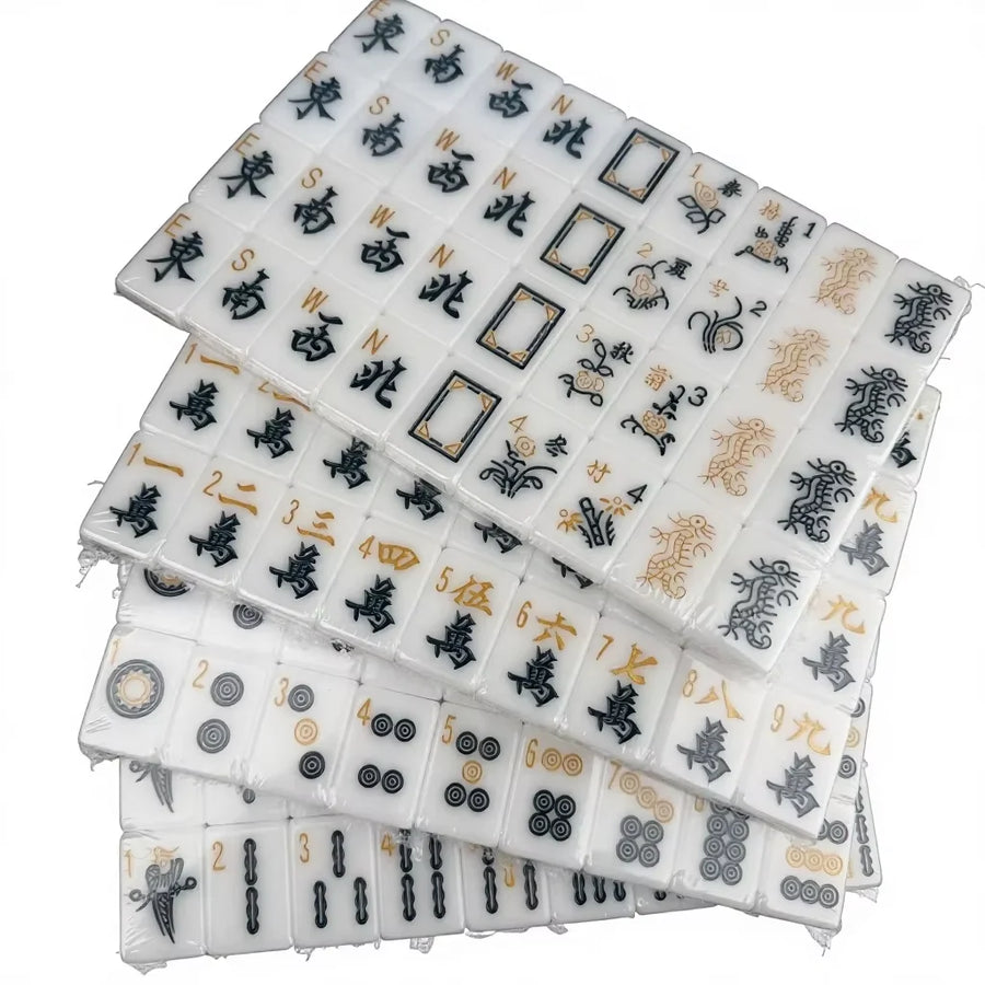 American Mahjong Set, 160 Acrylic Tiles with Portable Storage Bag, Black Gold