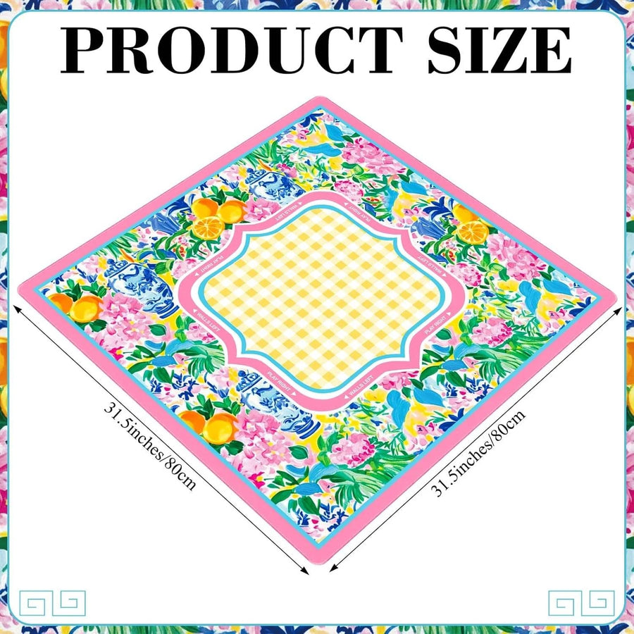 Mahjong Mat, Square Natural Rubber, Non-Slip, Noise Reducing, Modern Floral Design, view 4