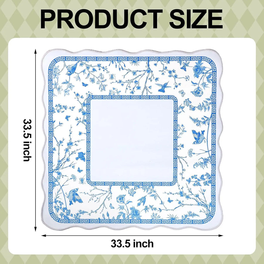 Mahjong Mat, 31.5 x 31.5 Inch (80 cm) Neoprene, Scalloped Edge, Non-Slip, Waterproof, Chinoiserie, view 2