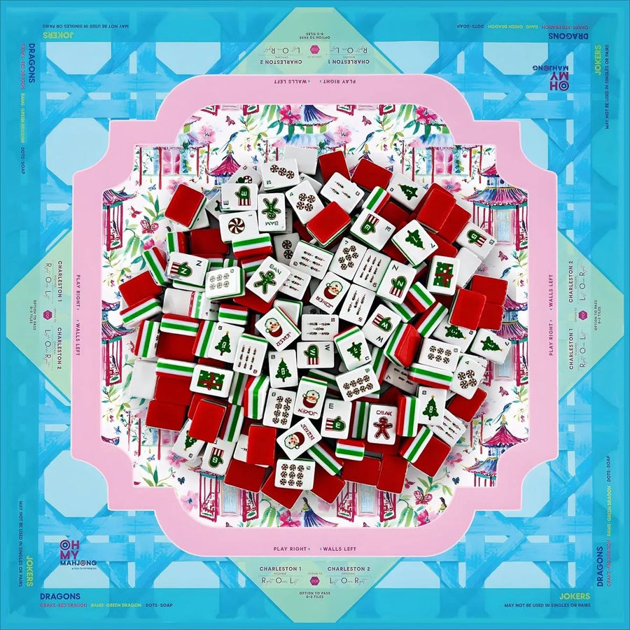 Mahjong Tiles, 160 Pieces, 30 x 23 x 13 mm Acrylic, Christmas Gingerbread Man, Santa and Tree