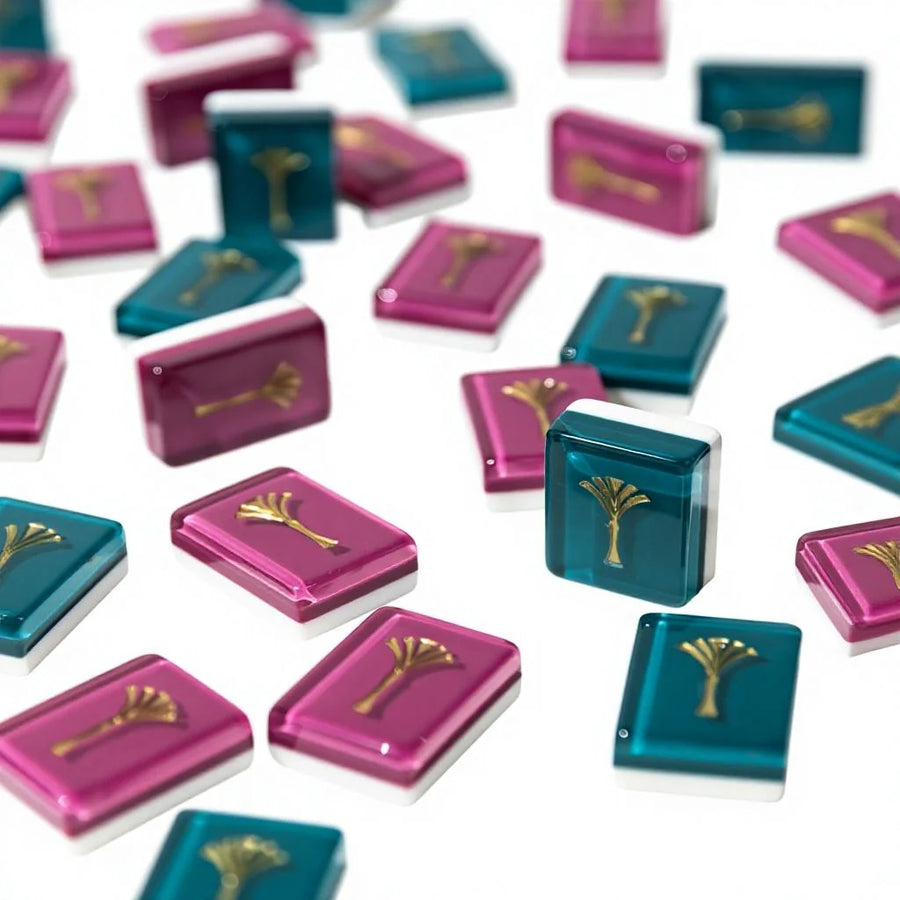 Mini American Mahjong Travel Set, 4 Layer Engraved Acrylic Tiles