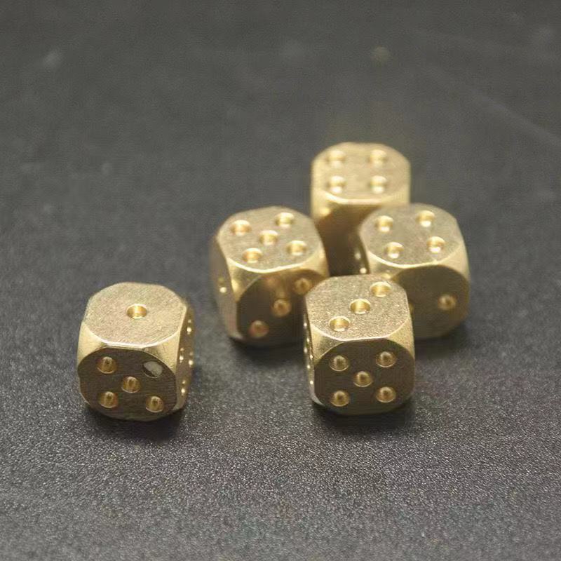 Mahjong Dice, Polished Solid Brass Square Dice, Metal Dice Ornament, view 2