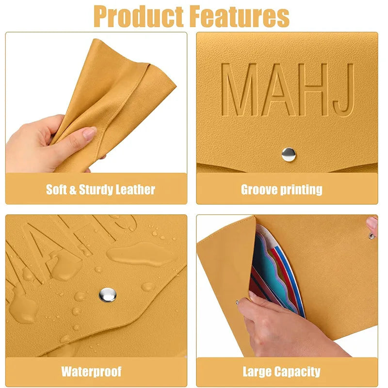 American Mahjong Card and Dice Organizer Case, PU Leather Accessory Pouch, view 6