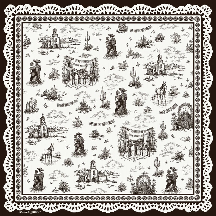 American Mahjong Mat, 33 x 33 Inch Neoprene, Non-Slip, Pink Leopard and Palm Scarf Print, view 2