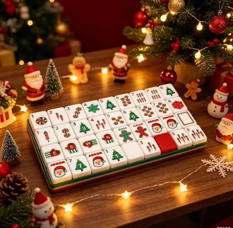 Mahjong Tiles, 160 Pieces, 30 x 23 x 13 mm Acrylic, Christmas Gingerbread Man, Santa and Tree, view 2