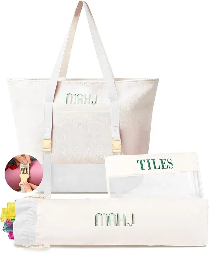 American Mahjong Storage Bag Set, 3 Pieces, Canvas, Large Capacity Lightweight Carrying Case