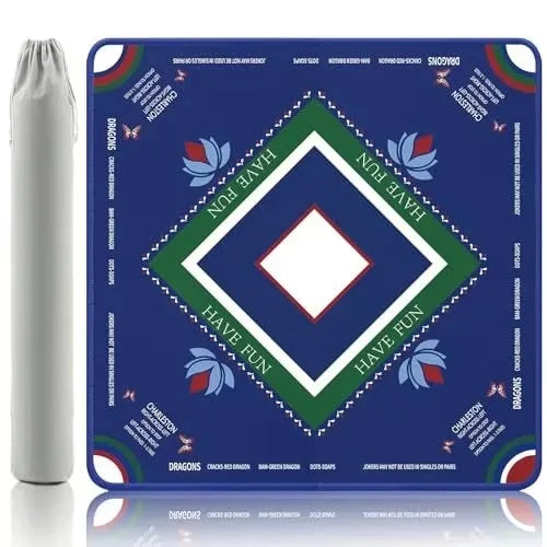 American Mahjong Mat with Charleston Markings and Bag, Square Rubber, Non-Slip, Noise Reducing, view 11