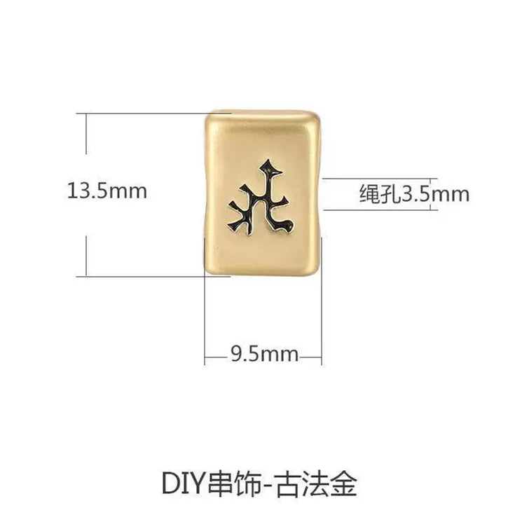 Mahjong DIY Loose Beads for Bracelets and Necklaces, East South West North Zhong Fa, White, view 8