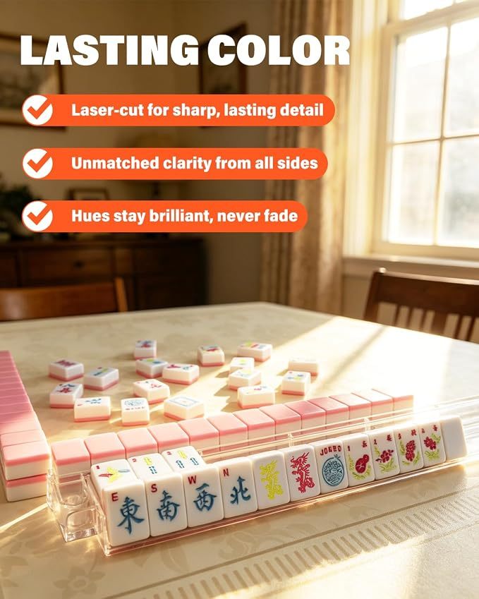 American Mahjong Tile Set, 166 Melamine Tiles with 4 Dice, Scratch Resistant, Tiles Only, view 4