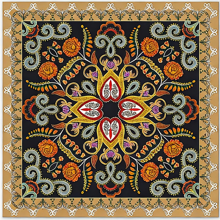American Mahjong Mat, Neoprene, Non-Slip, Washable, Deep Purple Baroque Paisley Floral, view 7
