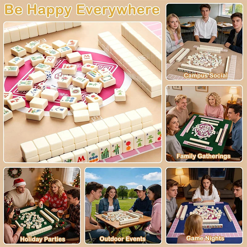 Mini American Mahjong Set, 160 3D Engraved Melamine Tiles, 1.2 Inch, with Storage Box and Dice, view 4