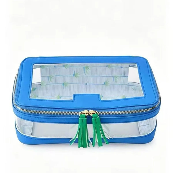 American Mahjong Tile Storage Bag, Clear Printed Makeup Bag Style Pouch