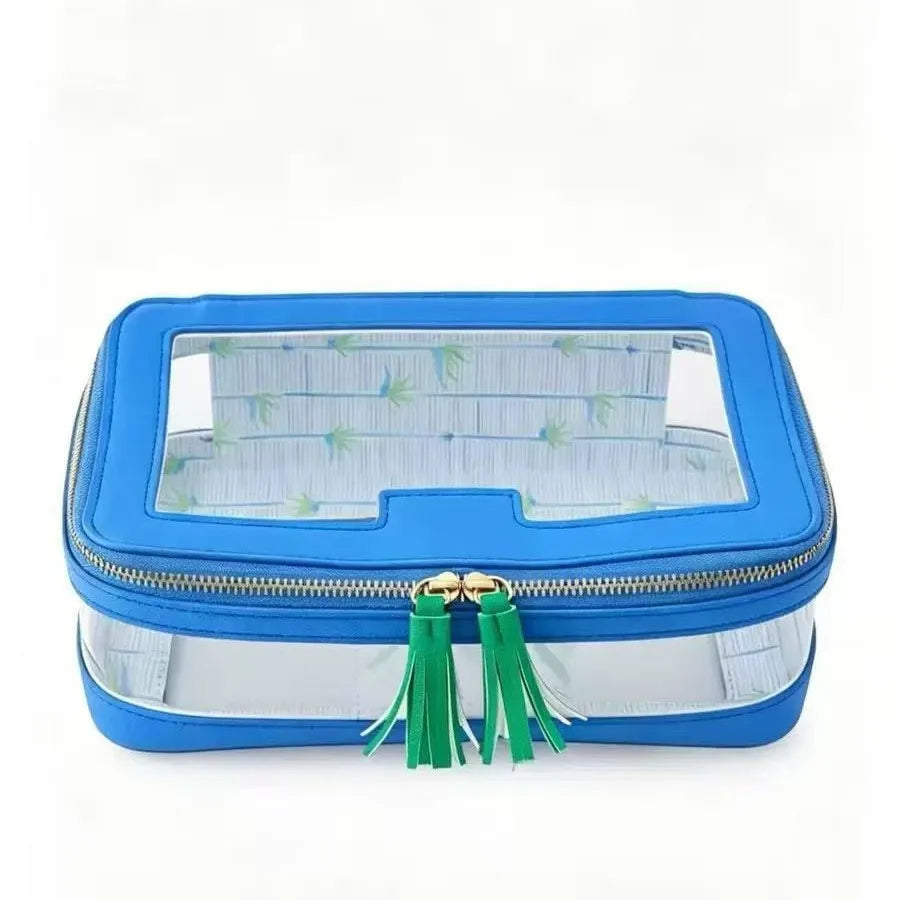 American Mahjong Tile Storage Bag, Clear Printed Makeup Bag Style Pouch