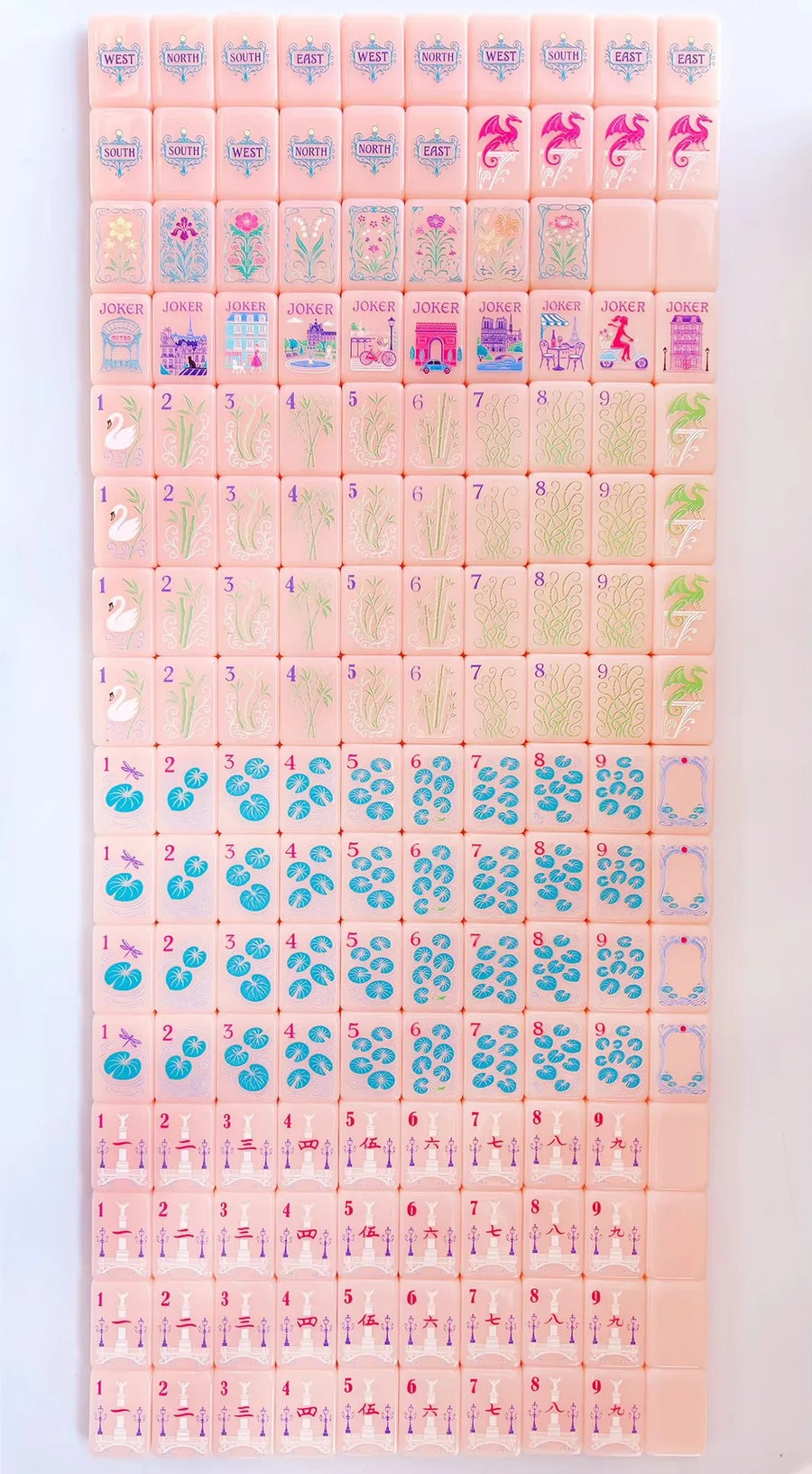 American Mahjong Set, 160 CNC Processed Acrylic Tiles, Pink Parisian Style Starter Kit, view 4