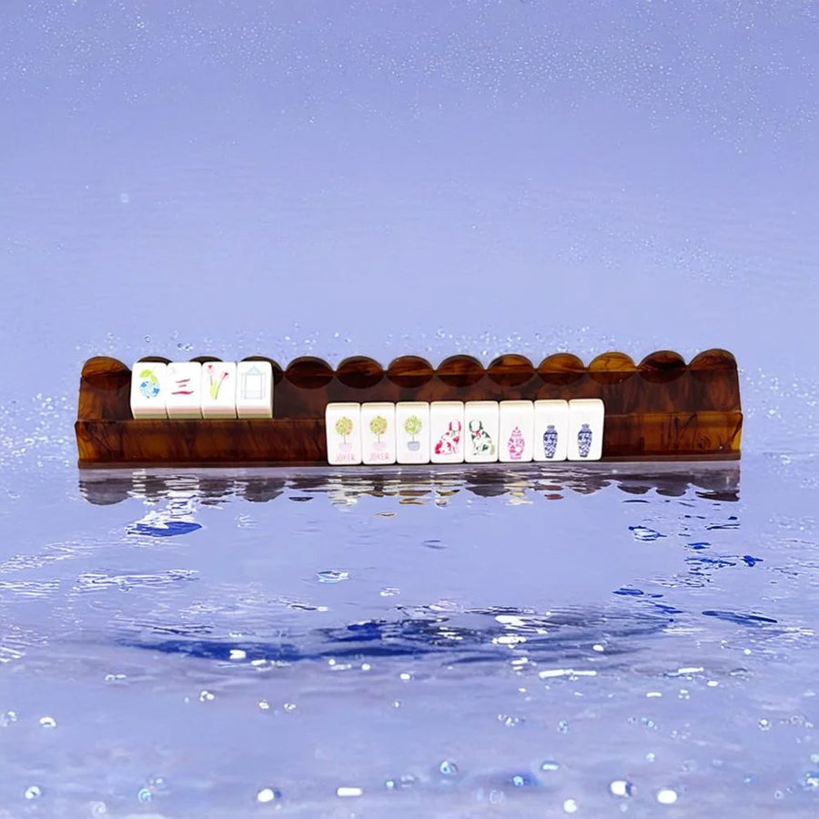 American Mahjong Racks with Pushers, 20 Inch Foldable Acrylic, Flat or Scalloped Edge, view 7