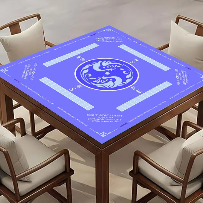 American Mahjong Mat, 31.5 x 31.5 Inch (80 cm) Rubber, Non-Slip, Stain Resistant, Blue Phoenix, view 3