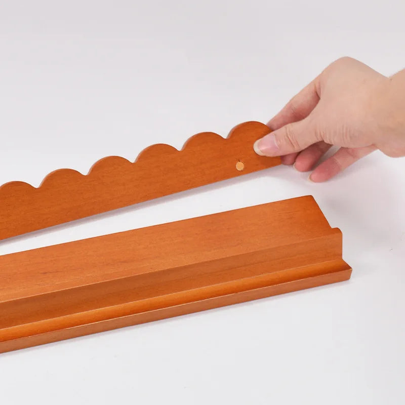 American Mahjong Racks and Pushers, Set of 4, 17.25 Inch Wave Edge Natural Wood, view 5