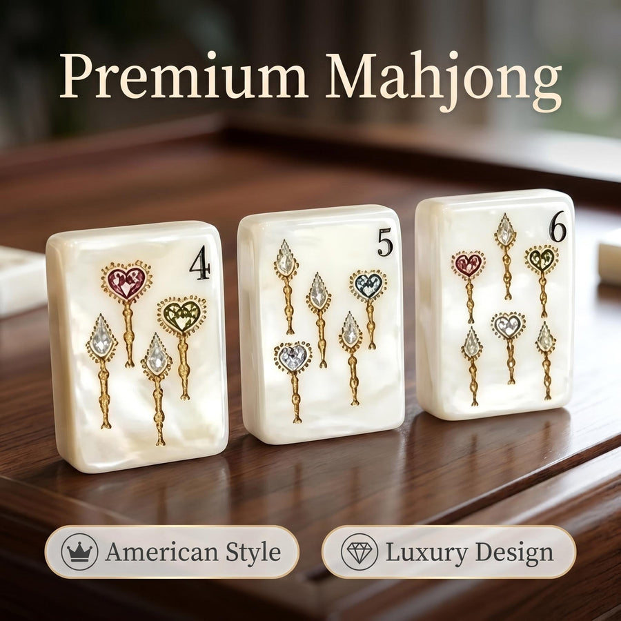 American Mahjong Set, Diamond Pearl Shell Style Tiles, Portable, view 4