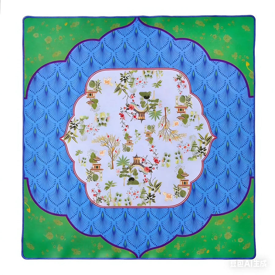 American Mahjong Table Mat, Thickened, Non-Slip, Noise Reducing, Floral Bird Print, view 5