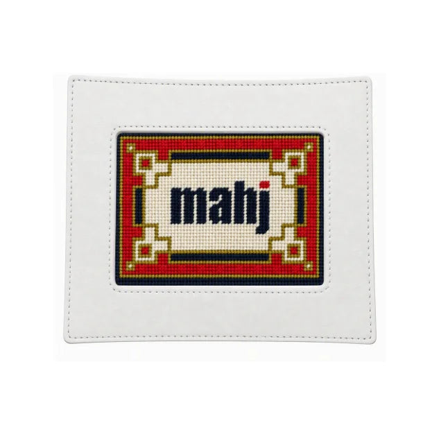 Self-Finishing Needlepoint Mahjong Card Sleeve, PU Leather, Multiple Colors