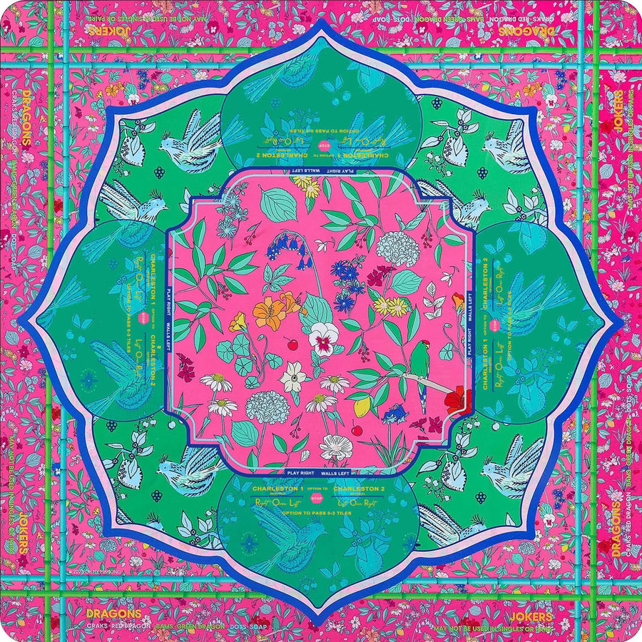 American Mahjong Mat, Rubber, Noise Reducing, Abstract Coral Sea Floral Pattern, view 8