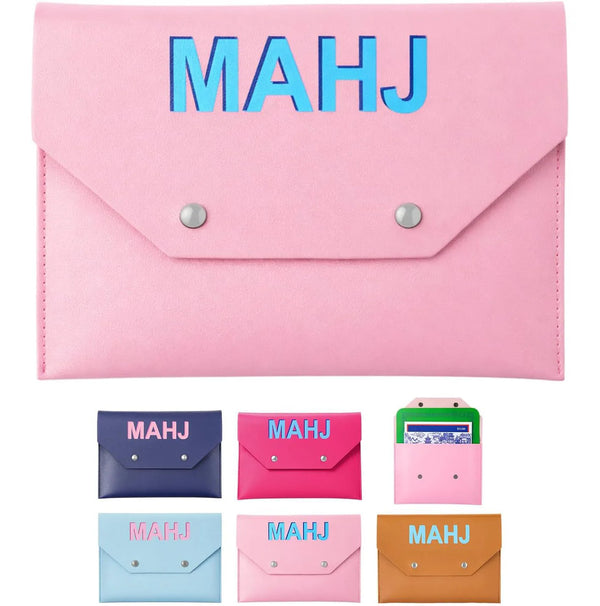 Mahjong Card Holder with Magnetic Closure, Portable Rule Card Storage Case and Protective Pouch