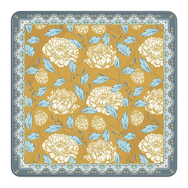 American Mahjong Mat with Printed Game Layout, Stitched Edge Square Natural Rubber, Non-Slip