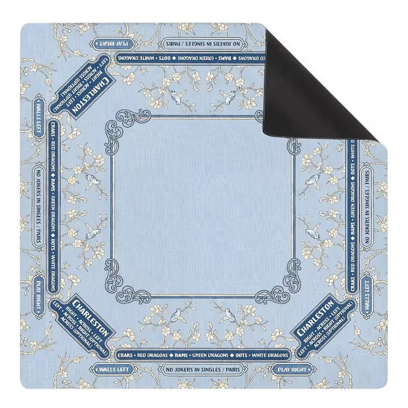 American Mahjong Mat, 33 Inch Neoprene Table Mat for Mahjong Tiles, Blue Chinoiserie, view 12