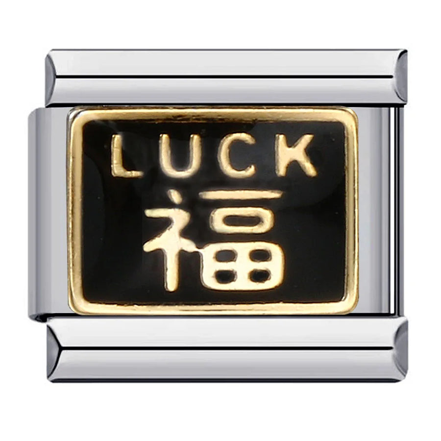 Mahjong Italian Charm Bracelet, Stainless Steel, Dragon and Yin-Yang Charms, Interchangeable