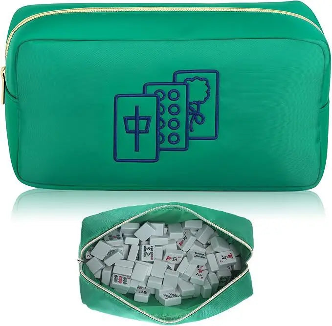 Mahjong Tile Storage Bag, Foldable Canvas, Large Capacity Carrying Case, Multicolor