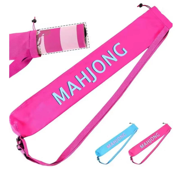 Mahjong Mat Bag, 34 Inch Long Drawstring Storage Tube with Straps, Portable Carrying Bag