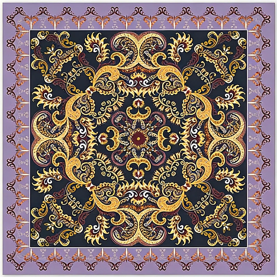 American Mahjong Mat, Neoprene, Non-Slip, Washable, Deep Purple Baroque Paisley Floral, view 2