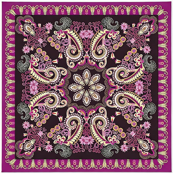 American Mahjong Mat, Neoprene, Non-Slip, Washable, Deep Purple Baroque Paisley Floral