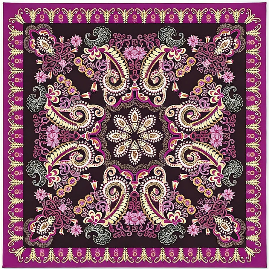 American Mahjong Mat, Neoprene, Non-Slip, Washable, Deep Purple Baroque Paisley Floral