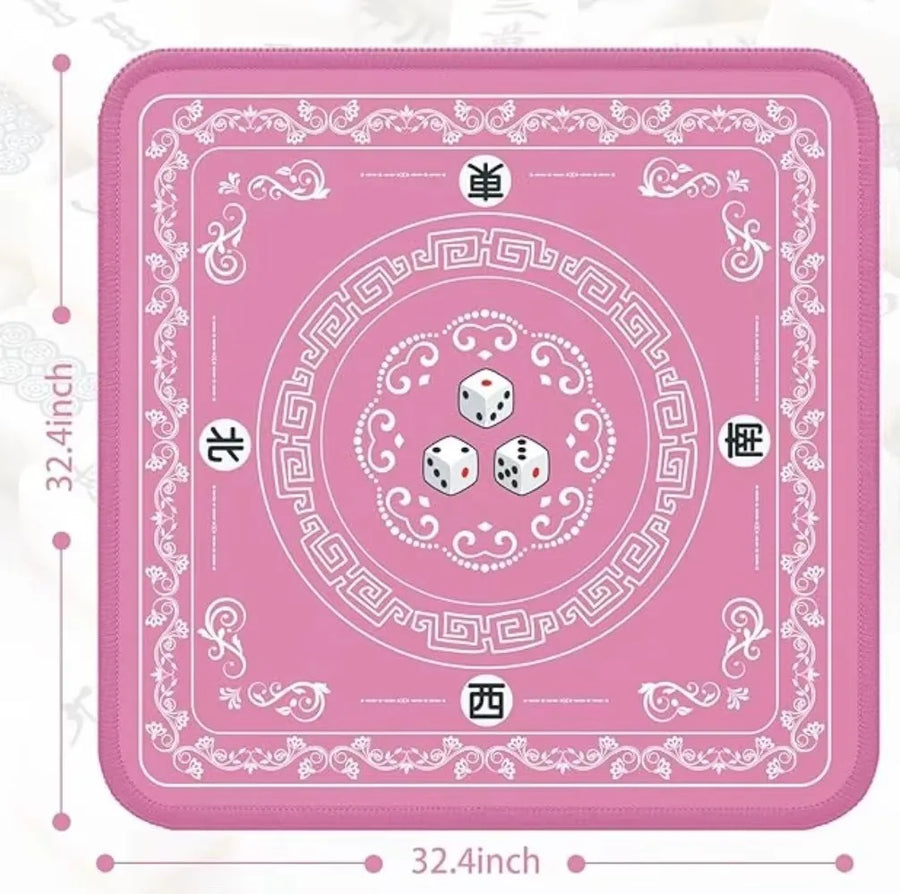 American Mahjong Mat with Charleston Markings and Bag, Square Rubber, Non-Slip, Noise Reducing